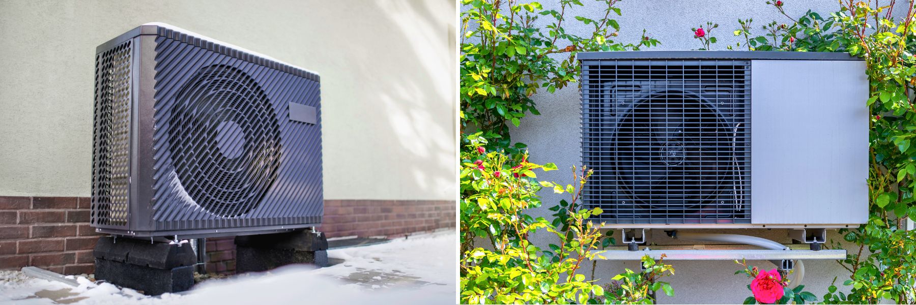 Image of heat pumps in winter and summer