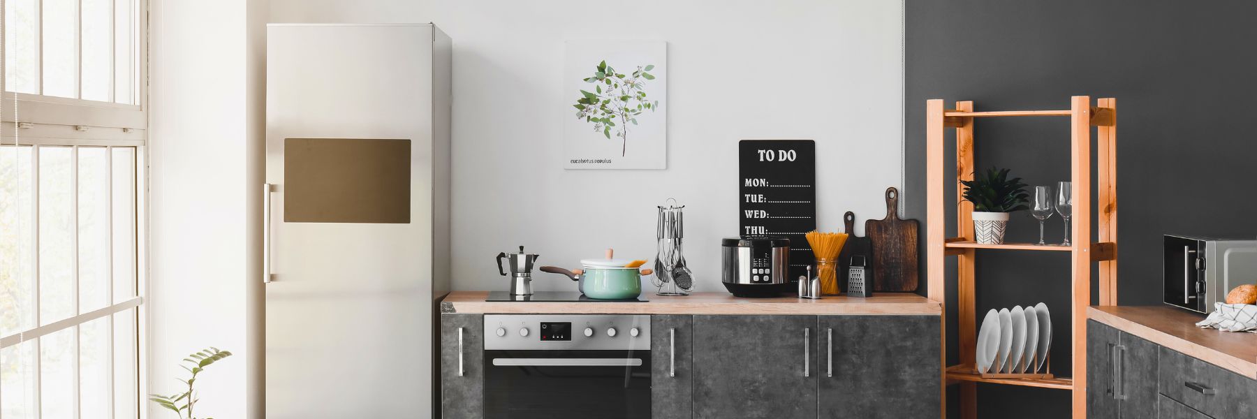 Image of natural light seeping through kitchen window